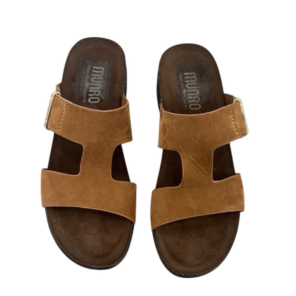 NWOT Munro leather brown Jody Slide Sandal comfy casual minimalist size 7.5N